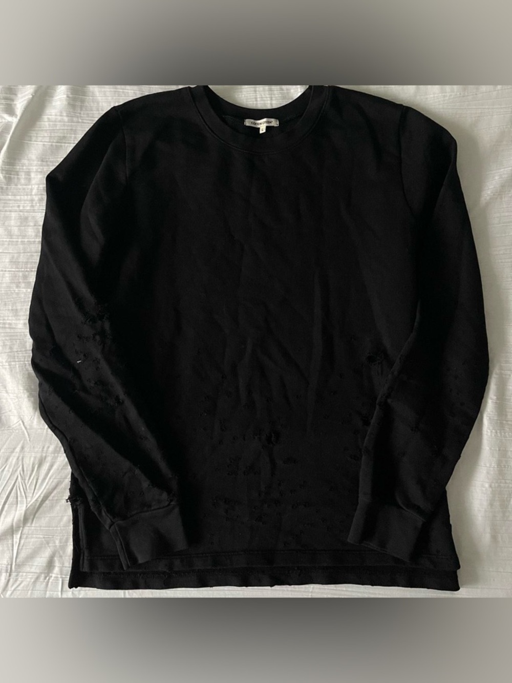 Cotton Citizen Black Distressed Long Sleeve Sweatshirt